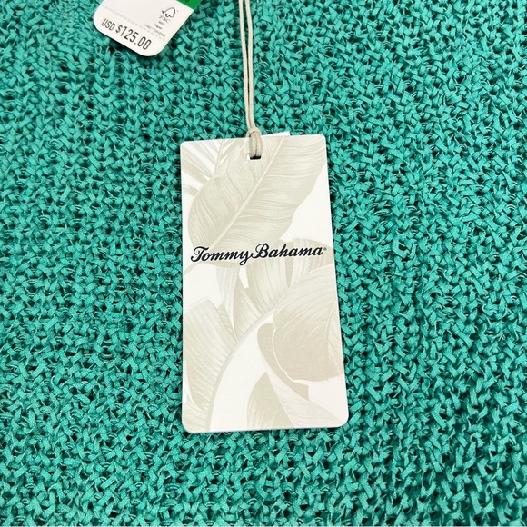 Tommy Bahama Women’s Green V-Neck Top Chunky Knit Size L - Picture 8 of 9